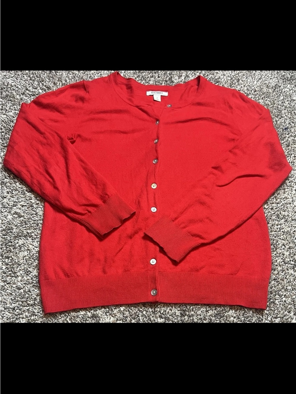 Old Navy Red Button-Front Crew Cardigan